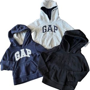 3 Toddler Boy Gap Hoodies - Black, Navy, Grey